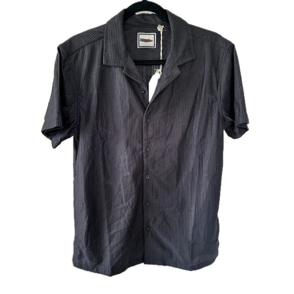 NWT Brave Soul London Men's Stripe Ribbed Semi Sheer Button Down Collar Shirt S - Picture 1 of 8